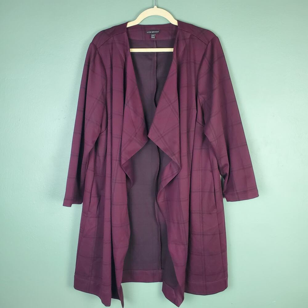 Lane Bryant Windowpane Plaid Open Front Cardigan Duster Jacket Size 18/20